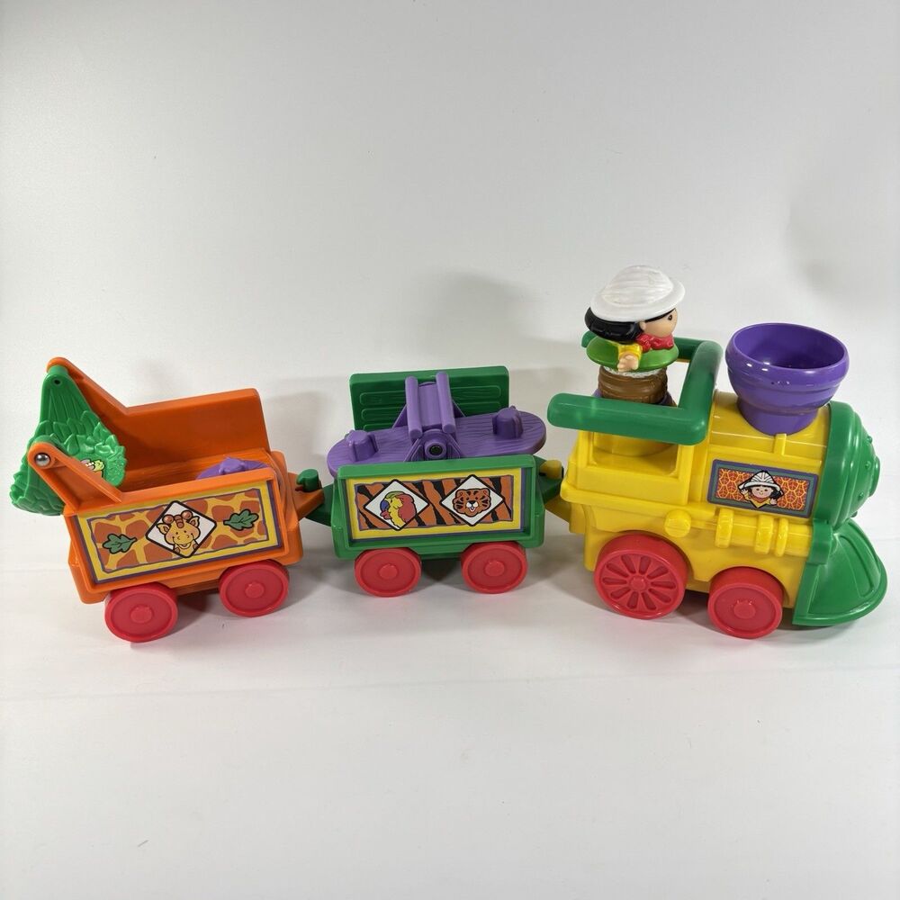 VTG Fisher Price Little People Musical Safari Zoo Train Lot w/1 Figure
